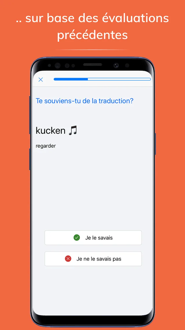 Écran d'exercice de vocabulaire dans Wuertschatz